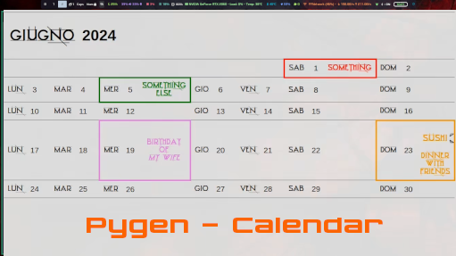 Pygen-Calendar